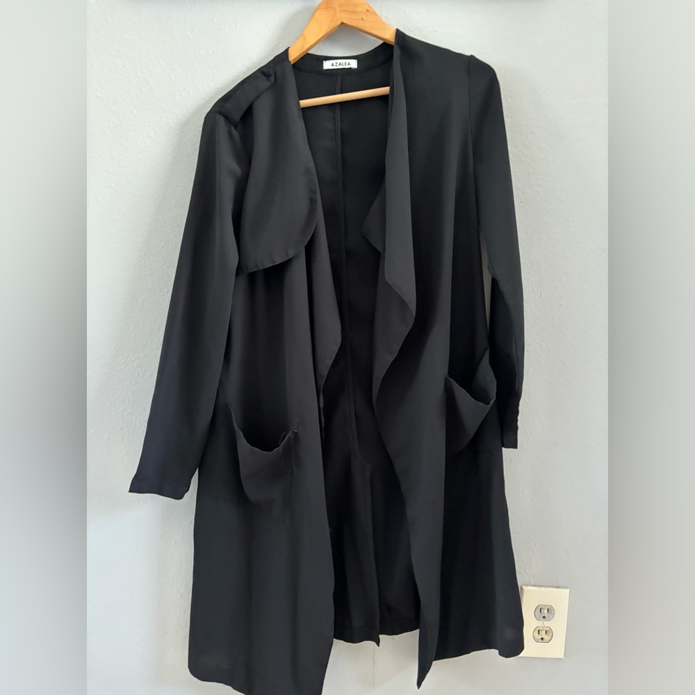 Azalea Long black drape coat